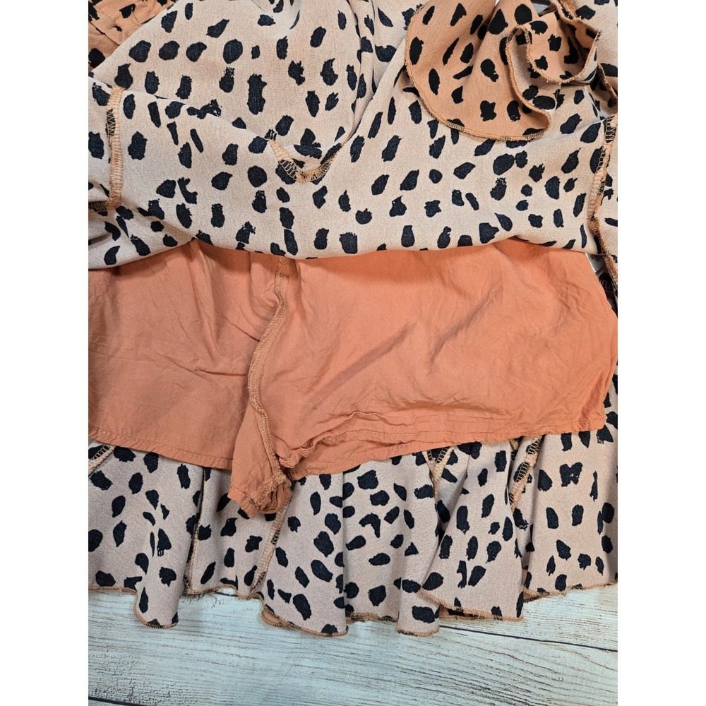 Main Strip Women's Pink/Black Cheetah Animal Print Ruffle Mini Skort Siz M Lined - Picture 4 of 9